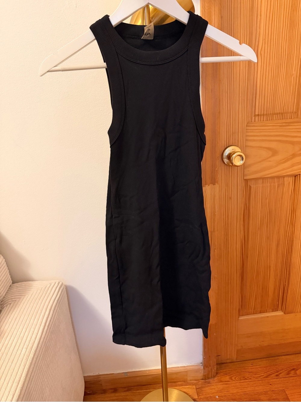 Aritzia Black Sleeveless Ribbed Midi Tank Dress
